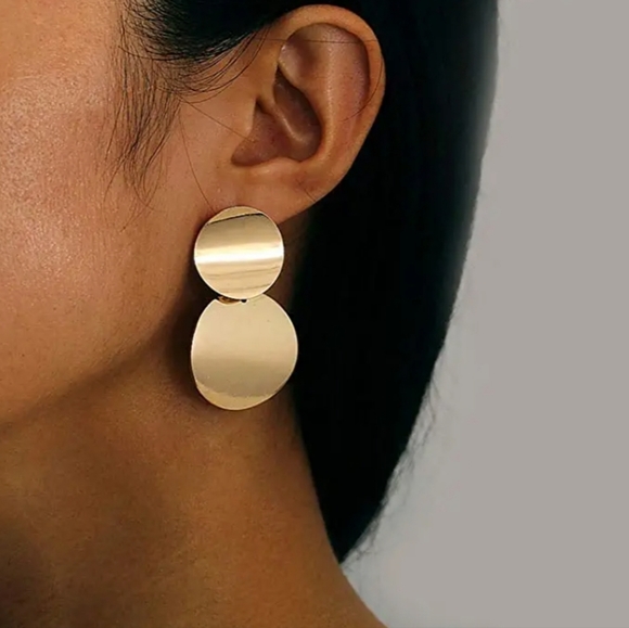 Round Disc Drop Earrings - Picture 1 of 1